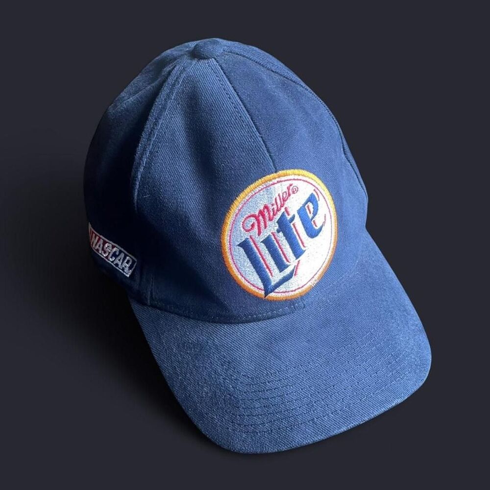 Vintage NASCAR Miller Lite Ford Racing blue baseball cap